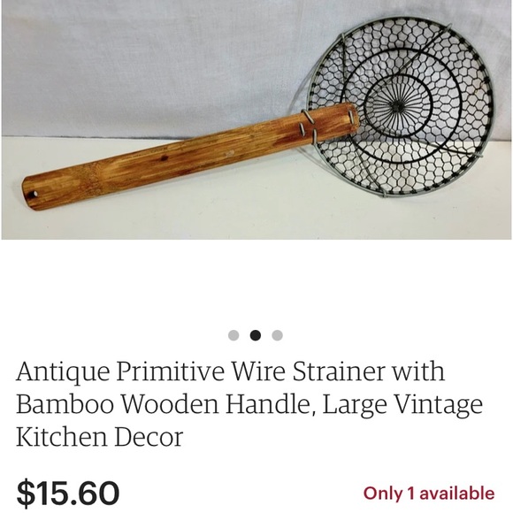 Vintage chicken wire/bamboo fryer strainer! - Picture 8 of 11